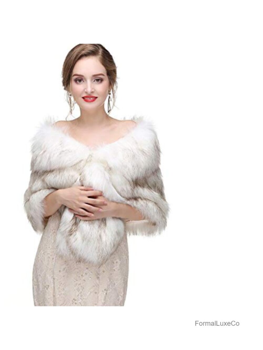 Luxury Faux Fur Wrap with Brooch - Winter Wedding
